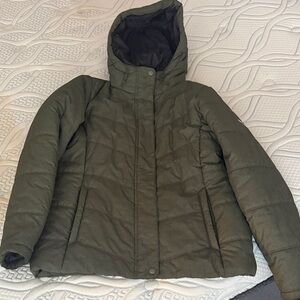 Women's Olive Puffer Jacket